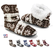 Womens Fuzzy Fleece Lined Indoor Booties Slippers House Shoes Winter Non Slip