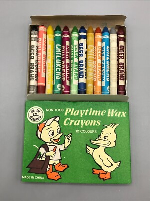Vintage Playtime Wax Crayons Alt Selten Wachsmalstifte 12 Stifte Unbenutzt
