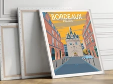 Bordeaux, France 40x50cm Stretched Travel Canvas Wall Art Print