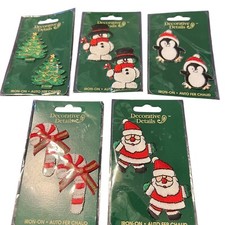 Lot Of 5 Decorative Details Iron-On Christmas Appliqu s Santa,Snowmen,Trees,etc