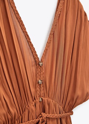 zara camel shirt dress SHORT SHIRT DRESS - Straw