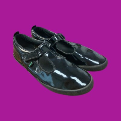 KICKERS Karika T-Bar Schulschuhe in schwarz Lackleder, UK 3 älter