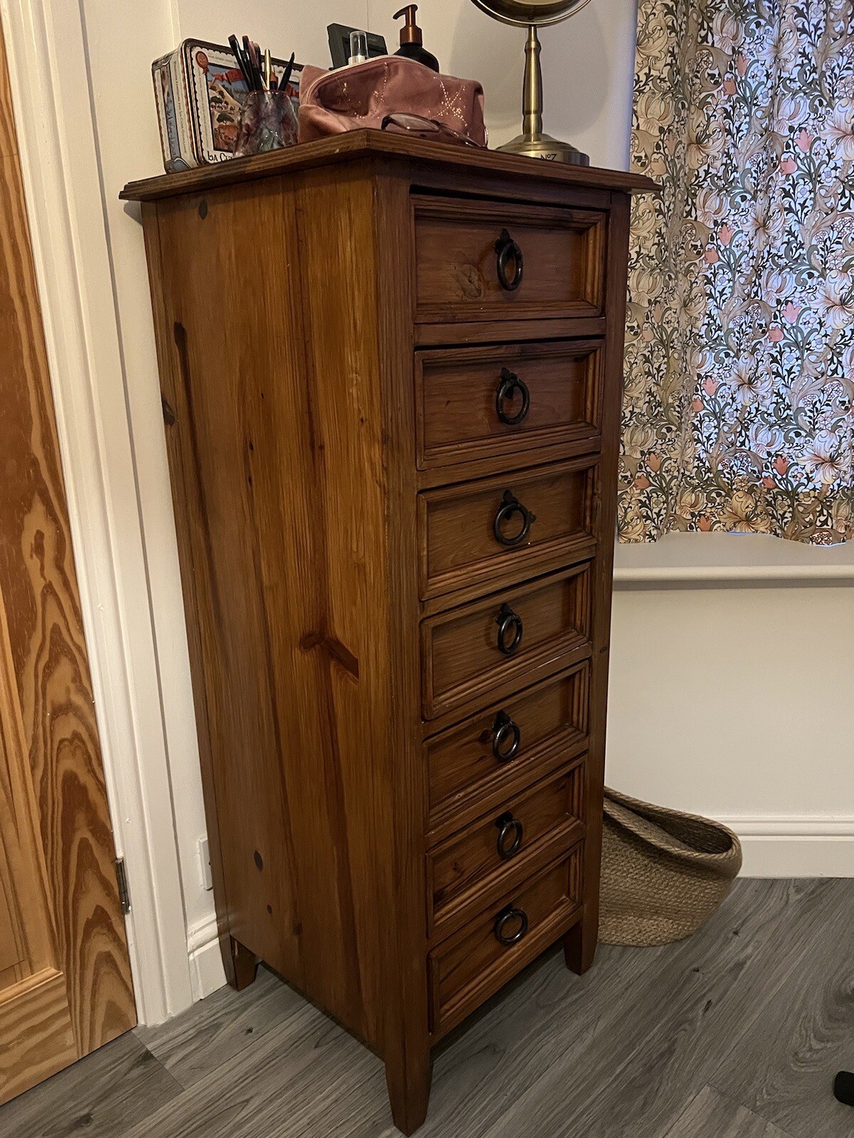 Solid Wood Tall Narrow Chest Of Drawers 7 Drawers Tall Boy eBay