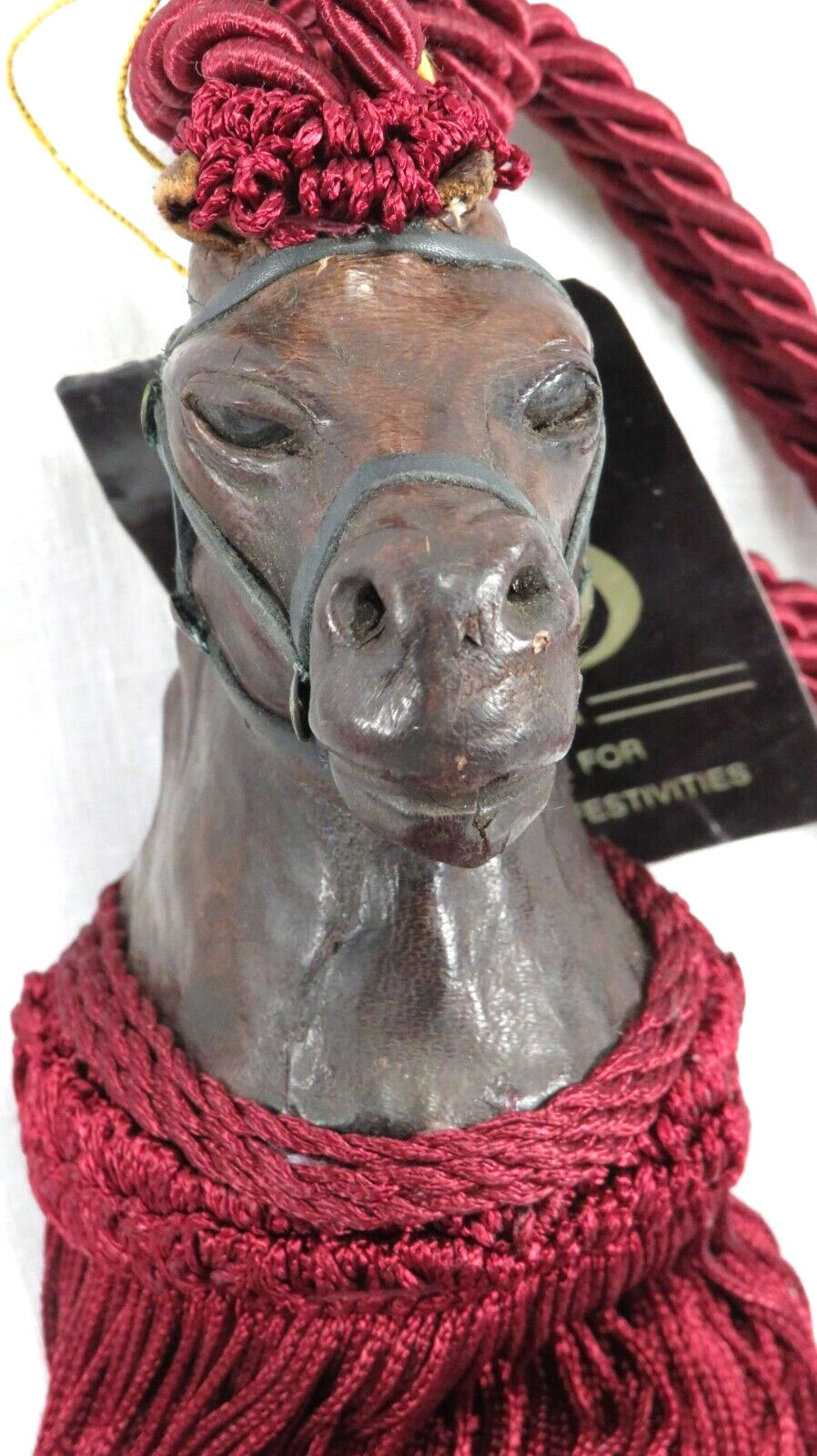 Curtain Tie Backs Horse Head Equestrian ~ Leather/wood New 2 Pairs 4 pieces