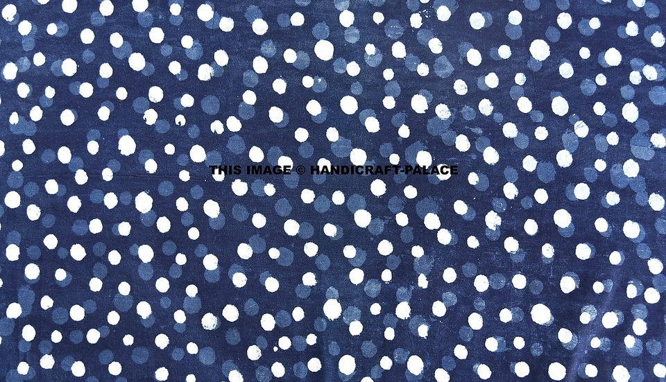 2.5 Yard Indian Blue Indigo Hand Block Print Cotton Fabric Dressmaking Sewing - Image 3 of 3