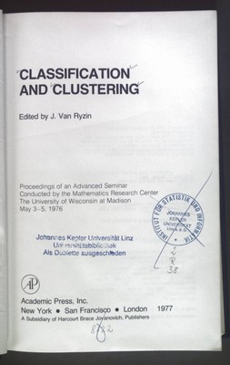 Classification and Clustering. Ryzin, John Van: