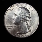 1964 Washington Quarter 90% Silver $0.25 FV Circulated Pre-1965 US Coin - 21-09