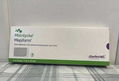 Molnlycke Mepiform Silicone Scar Dressings Reduce Scars Box Of 5 Size 4x31cm