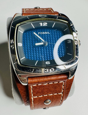 Fossil Big Tic Quartz Men's Watch Brown Band Blue Dial Fossil Big Tic Quartz Men's Watch Brown Band Blue Dial