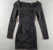 GUESS Molly Square-Neck Denim Mini Dress Women's XS Polar Night Zip Closure