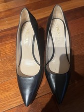 New Prada Heels Size 37.5 Real Black Leather High Heel Pump. 3" Heel.