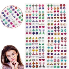AUGSUN 240 Piece Sticker Earrings 3D Gems Girls Multicolor