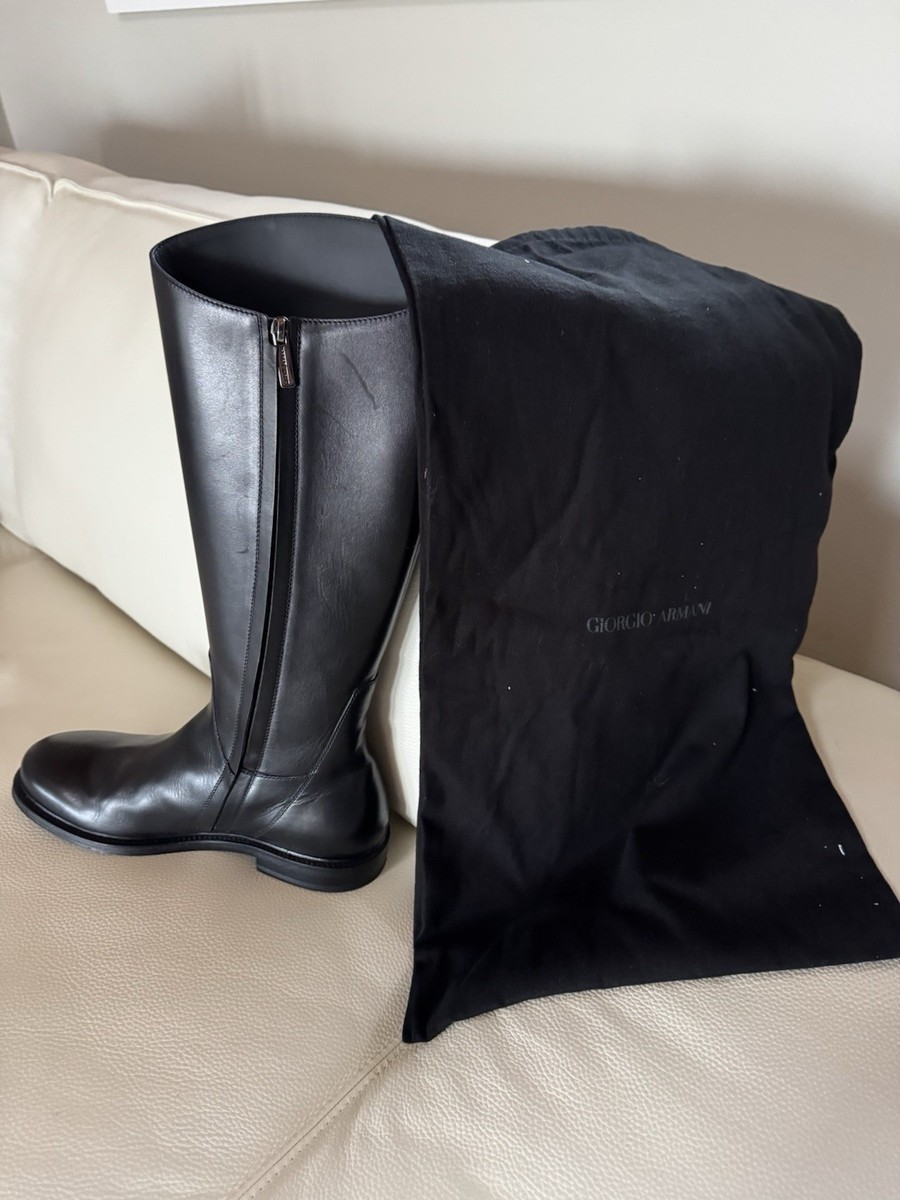 NIB giorgio armani black label size 41 mens tall leather riding 