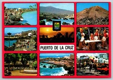 Puerto de la Cruz Tenerife Canary Islands Multi View Beach Sunset Postcard