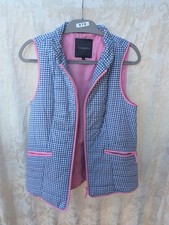 Talbots Women's Gingham Vest Blue and White Pink Trim Size Small