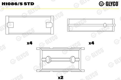 GLYCO H1086/5 STD Kurbelwellenlager für BESTURN (FAW),FORD,FORD (CHANGAN),FORD (