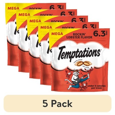 Classic Rockin Lobster Flavor Crunchy and Soft Cat Treats 6.3 oz Pouch 5 Pack