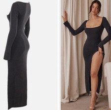 House of CB Cashmere Knit Maxi Sweater Dress M - Charcoal Grey