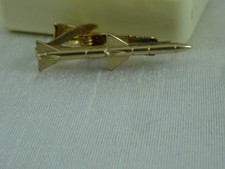 Vintage Raytheon Sparrow Missile Gold tone Tie Clasp 1.5" original box