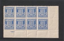 1942 Guernsey Occupation issues 2½d marginal block of 8 - MNH
