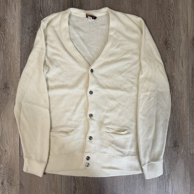 Vintage Arnold Palmer Bay Hill Classics White Cardigan Sweater Mens Large Orlon