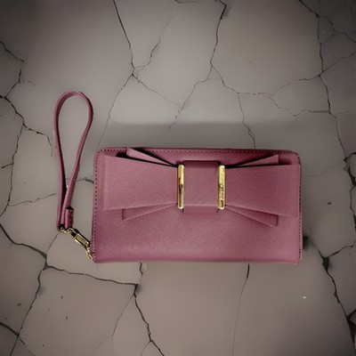 Betsey Johnson Mauve Multifunctional Mini Clutch Bag/Wallet with 3D Bow