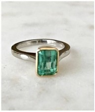 2.90 Ct Natural Emerald Art Deco Vintage Engagement Ring 925 Sterling Silver