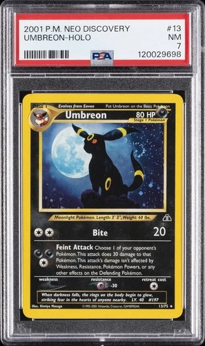 2001 POKEMON NEO DISCOVERY #13 UMBREON-HOLO PSA 7