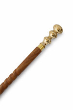 Vintage Style Wooden Walking Stick Cane with Solid Brass Handle