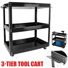 3 Tier Tool Storage Heavy Duty Garage Trolley Workshop DIY Wheel Cart Shelf UK