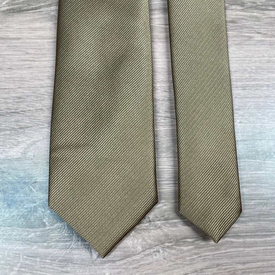 Corbata a rayas diagonales marrón liso para hombre poliéster formal negocios Foto 4 de 4