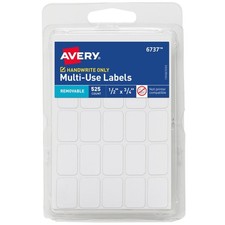 Multi-Use Removable Labels, 1/2" X 3/4", White, Non-Printable, 525 Blank Labels