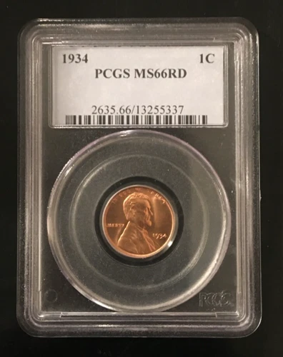 1934 Lincoln Wheat Cent Penny PCGS MS66 RD