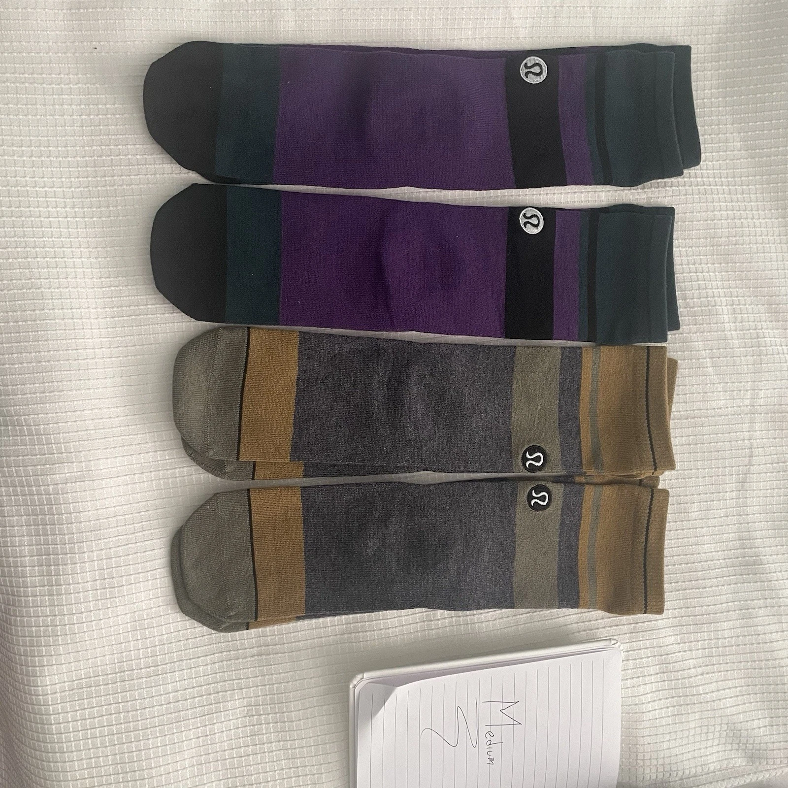 Lululemon Wool Blend Crew Socks Size 6-9 Women's Striped 4 Pairs NWOT