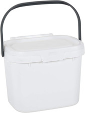 4.5L Kitchen Food Waste Compost Caddy Bin White Silver Recycling Scrap Pail Box