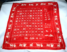 Shanghai China Silk Scarf Red hieroglyphs 33" x 33" hand rolled