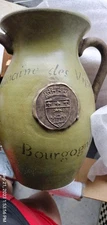 Vintage Wine Jug Domaine des Vignoble 1958. Bourgogne 2 Handle 7"x7"x4"