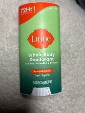 Lume Whole Body Deodorant , 72-hr Smooth Solid Stick, Fresh Alpine 2.6 oz - NEW