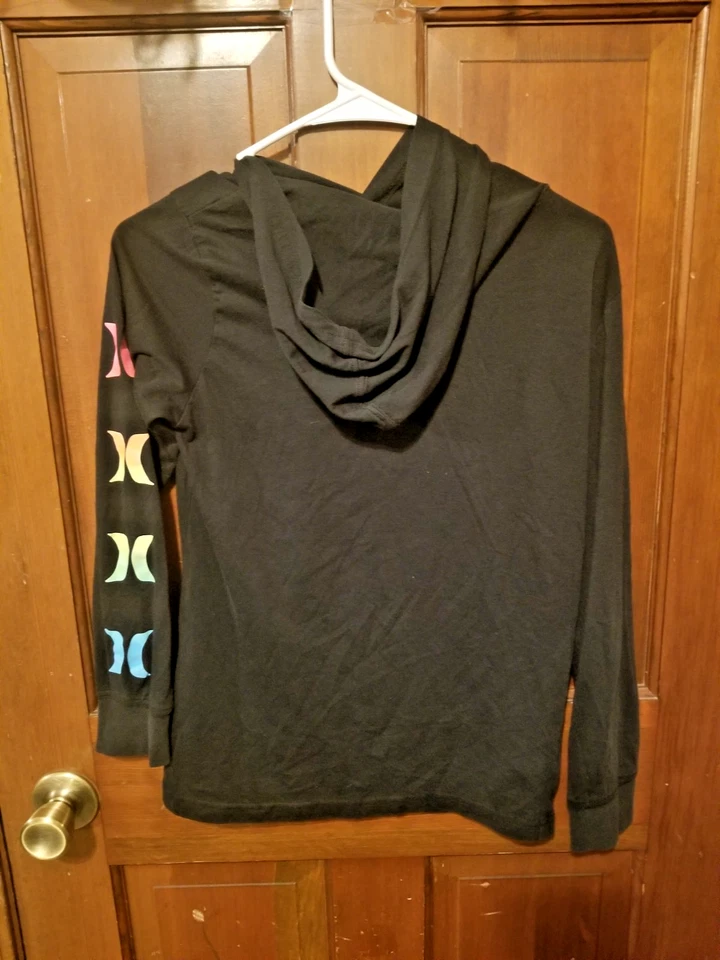 Hurley Black Surf and Enjoy Shark Hooded long sleeve Youth Large - Image 2 of 3