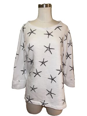 Fresh Produce Womens White Sea Star Sunset Sweatshirt size small