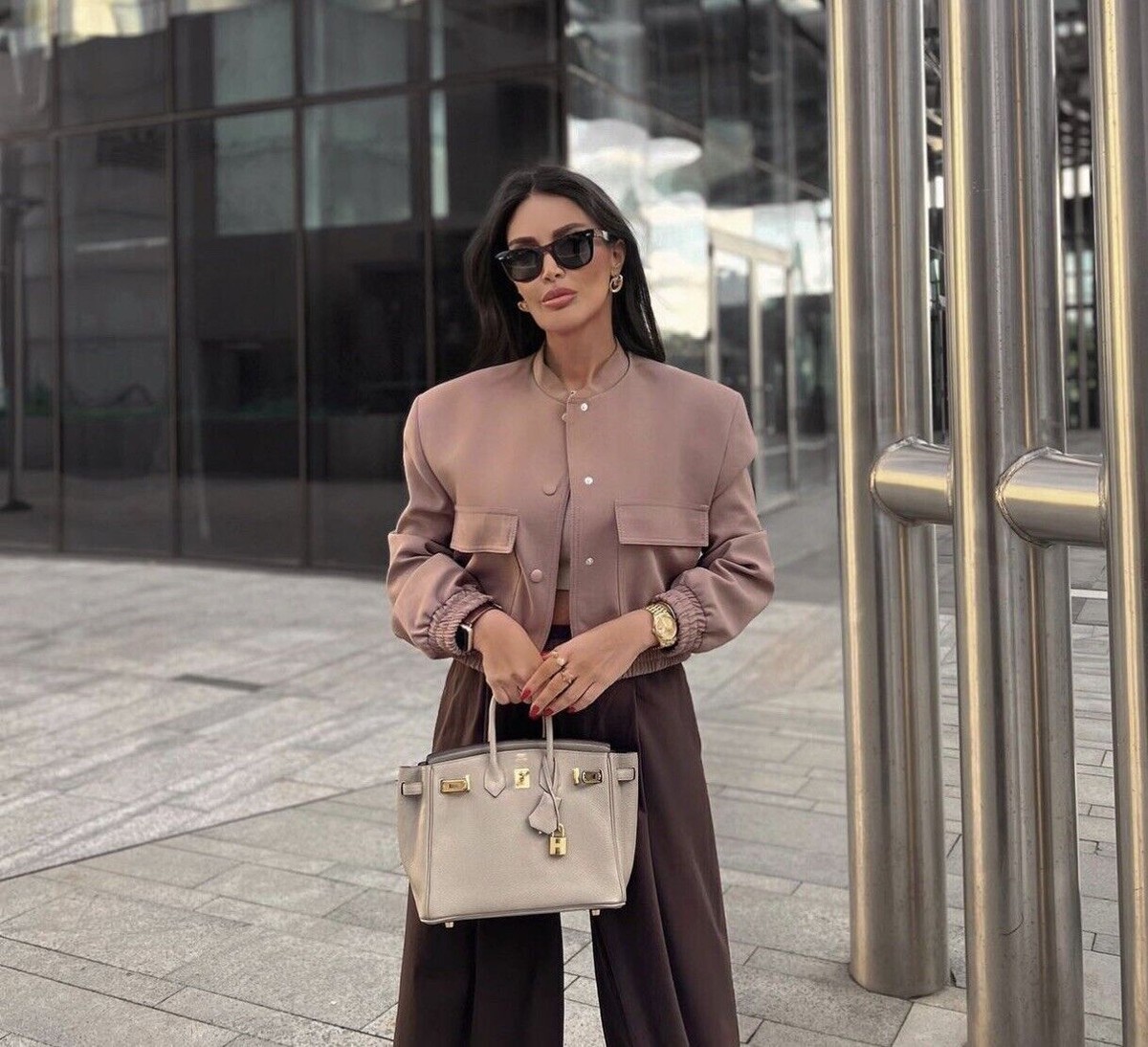ZARA NEW BEIGE BROWN CROPPED MAXI BOMBER JACKET WITH ZARA NEW BEIGE BROWN CROPPED MAXI BOMBER JACKET WITH