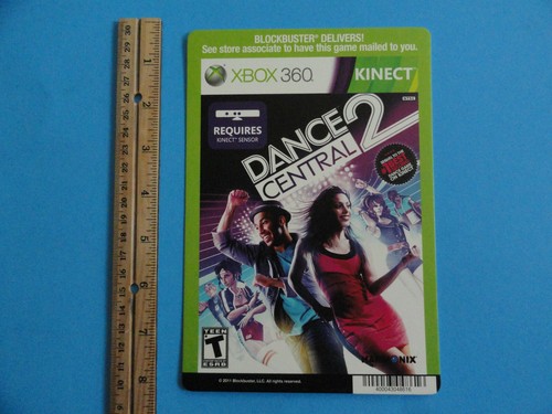 XBOX 360 DANCE CENTRAL 2 BLOCKBUSTER VIDEO BACKER CARD 5"X8" OHNE SPIEL - Bild 1 von 2