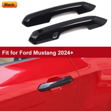 For Ford Mustang 2024+ 2x Exterior Door Handle Bezel Cover Trims Set Gloss Black