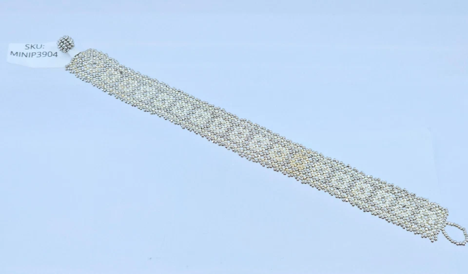 PULSEIRA DE METAL LÍQUIDO MALHA LARGA AÇO PRATA/PLATINA TECIDA NOVA COM ETIQUETAS ~ 6" - Imagem 4 de 4