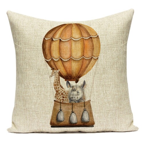 Animal Elephant Hot Air Balloon Cushion Cover Engineering Vehicle Pillow Case - Picture 53 of 56