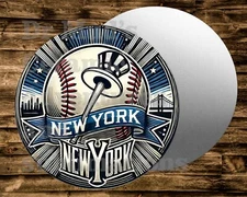 NEW YORK NEW YORK BASEBALL  Round  Sign    Wreaths Crafts & miniatures Projects