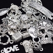 Mixed Tibetan Silver Pendant Charm Connector Ring Base Jewellry Making 25g 50g