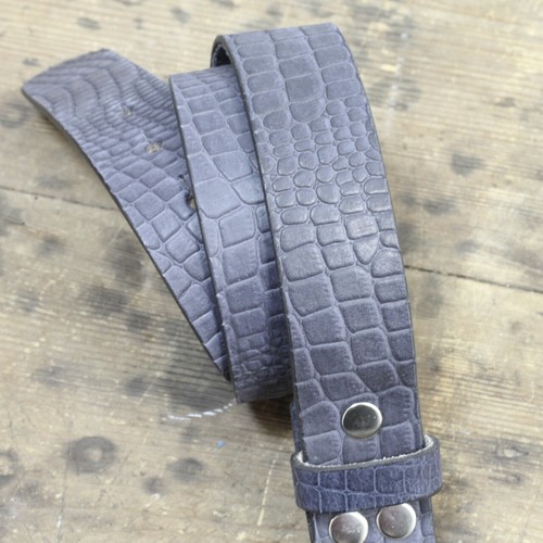 Ledergürtel Echtleder Blau Reptil Büffel Leder für 4 cm Wechselschließen Gürtel - Picture 6 of 14