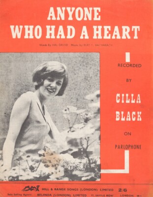 Anyone Who Had A Heart by Cilla Black.  Original UK Sheet Music