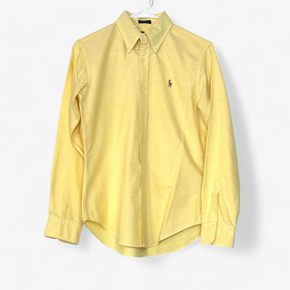 Ralph Lauren Boys' Yellow Pastel Plaid Button-Down Shirt Size 8 Pre-Owned